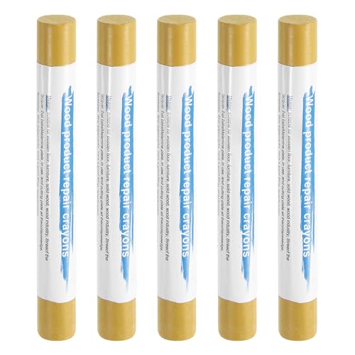 HARFINGTON 5pcs Wood Filler Sticks Wooden Wax Touch Up Furniture Repair Crayons for Scratch Hole Wood, Beech - color: Beech