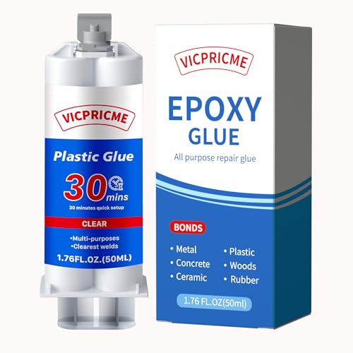 Clear 30 Minute Epoxy Glue, 2‑Part Dual‑Syringe Adhesive, 4600 PSI High‑Strength, Bonds Plastic, Metal, Wood, Glass & Ceramic, 50 mL (1.76 oz) with Static Mixer (1) - size: 30Min glue 1pcs
