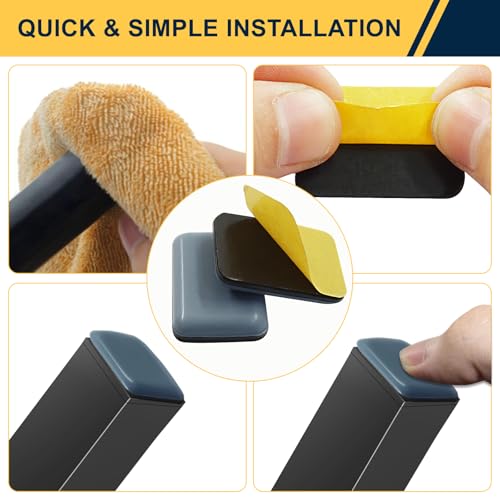 24Pcs 1-3/8 x 1 Inch Rectangular Adhesive Sliders,PTFE Chair Glides Floor Protectors Self-Stick Moving Pads,Furniture Pads for Hardwood Floors/Carpet - size: 1-3/8 x 1 Inch