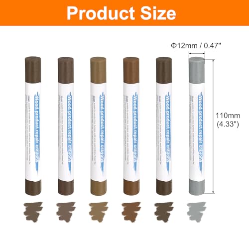 HARFINGTON Wood Filler Sticks 6 Colors Wooden Wax Touch Up Furniture Repair Crayons for New Walnut, Light Brown Gray, English Gray, Eucalyptus Gray, Original Wood, Oak - color: Modern Gray Series