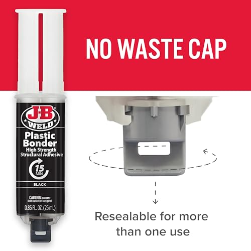 J-B Weld 50139 Plastic Bonder Body Panel Adhesive and Gap Filler Syringe - Black - 25 ml - size: 25 Ml