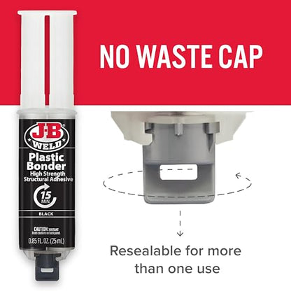 J-B Weld 50139 Plastic Bonder Body Panel Adhesive and Gap Filler Syringe - Black - 25 ml - size: 25 Ml