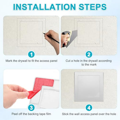 M METERXITY 1-Pack Access Panel for Drywall, 6x6 Inch Plastic Self Adhesive Wall Hole Cover Access Doors for Wiring Cable/Ceiling, Removable Plumbing Wall Panel [Silver Tone, Vented Square] - color: Silver Tone