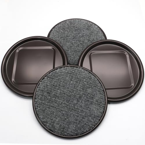 12Pcs Round Metal Felt Furniture Caster Cups, 4Inch Carpet-Bottom Furniture Sliders Non-Slip Wheel Savers, Floor Protectors Pads for Hardwood, Tile & Laminate Floors - size: Round,4"