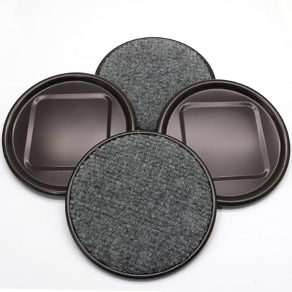 12Pcs Round Metal Felt Furniture Caster Cups, 4Inch Carpet-Bottom Furniture Sliders Non-Slip Wheel Savers, Floor Protectors Pads for Hardwood, Tile & Laminate Floors - size: Round,4"