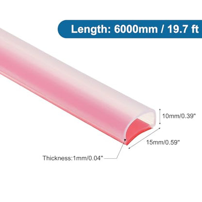 PATIKIL Silicone Weather Stripping Door Seal, 19.7 ft D Shape Weather Stripping Self Adhesive Door Seal Strip for Door Frame, Window Sealing, Large Gap, 19/32" Wx5/128 Tx25/64 H, Clear/Red - size: 19.7 ft Long, 19/32"Wx5/128"Tx25/64"H