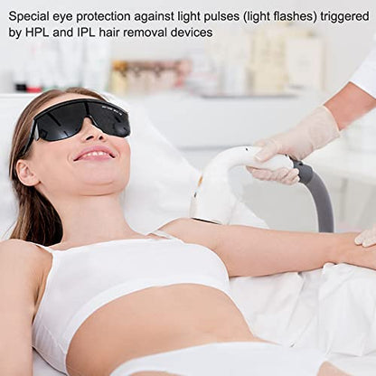 IPL 190nm-2000nm Laser Safety Glasses, Red Light Therapy Goggles For Laser Cosmetology Operator Eye Protection And Laser Hair Removal Treatment - color: Matt Black