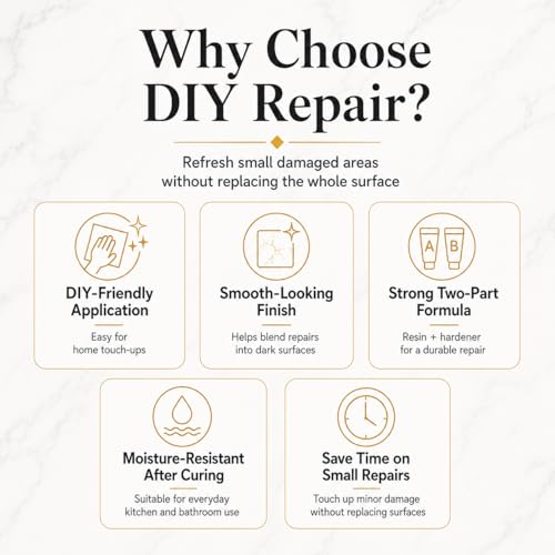 Black Tub&Tile Repair Kit – 5.6 oz Repair Kit for Bathtub, Tile, Countertop – Color-Matched for Black Porcelain, Fiberglass, Marble, Granite – Fix Cracks, Chips, Scratches – Waterproof DIY