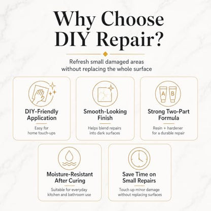 Black Tub&Tile Repair Kit – 5.6 oz Repair Kit for Bathtub, Tile, Countertop – Color-Matched for Black Porcelain, Fiberglass, Marble, Granite – Fix Cracks, Chips, Scratches – Waterproof DIY
