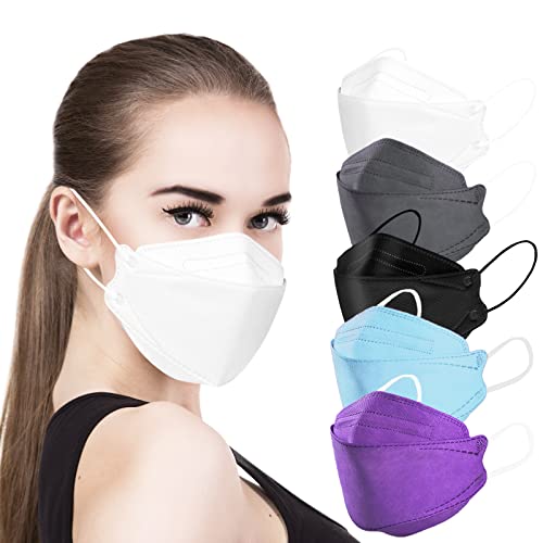 akgk KN95 Face Masks 50 Pack, 5-Ply Disposable Multicolor Face Mask Against PM 2.5 Smoke and Dust - color: Z-50 Pack-multicolor