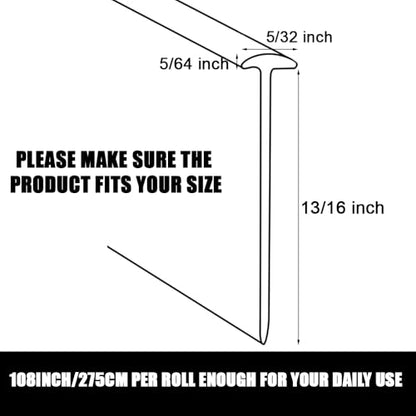 Shower Bottom Waterproof Door Rubber Sweep Trim Black Seal for Home Bathroom, 108 x 13/16 x 5/32 Inch Tee Insert Shape - color: Black