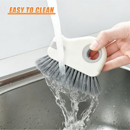 YoRise 2 in 1 Car Groove Cleaning Brush, Multifunctional Hard Bristle Car Window Track Cleaner Tool with Hidden Scraper, Universal Auto Door Crevice Cleaning Accessories for Window Sill(Gray-2PCS) - size: Gray-2PCS