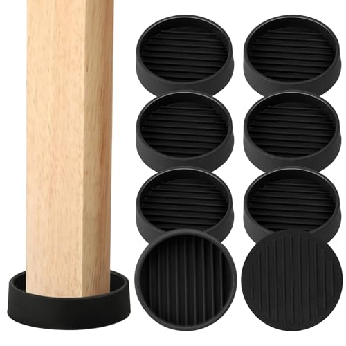 Non Slip Furniture Pads for Hardwood Floors - 8 PCS 2"x2" Rubber Feet for Furniture,Furniture Leg Floor Protectors for Bed Sofa Table and Chair Stopper (Black,Round) - size: 8PCS 2" x 2" Black