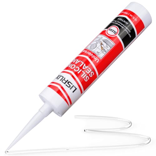 LISRUX Advanced Clear Silicone Caulk for Kitchen & Bathroom,10 fl oz Cartridge,1 Pack,100% Waterproof RTV Silicone Sealant,Stronger Adhesion,Shrink & Crack Proof - size: 1P, style: Clear