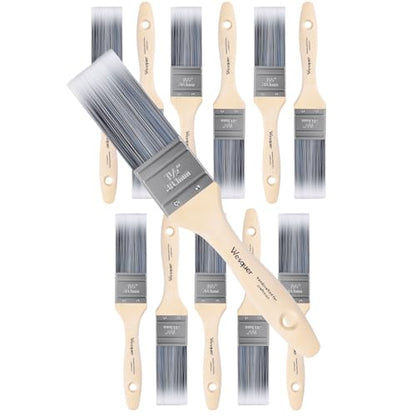 Wesquer 1.5 Inch Professional Paint Brushes 12-Pack, Premium Synthetic Bristles for Smooth Finish, Easy to Clean & Reusable for Wall, Cabinet, Interior & Exterior Painting - size: 1.5 inch (12 pack)