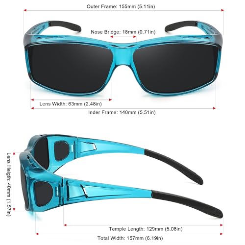 MEETSUN Fit Over Glasses Sunglasses for Men Women,Wrap Around Sunglasses Polarized UV400 Protection - color: (Z1)-clear Blue-gray Lens