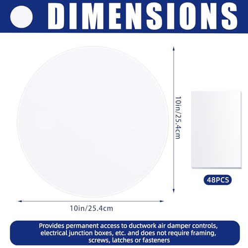Sosation 6 Pcs Ceiling Cover Plate Wall Hole Cover Plastic Flat Blank Plate with 48 Pcs Double Faced Adhesive Tape for Ceilings or Wall (10 Inch) - size: 10 Inch