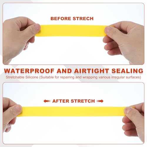 uxcell 2 Pcs Self Fusing Silicone Tape, 1" x 10ft Waterproof Water Leak Sealing Tape for Plumbing Pipe Hose Repair Handles, Yellow - color: Yellow, size: 1" x 10ft