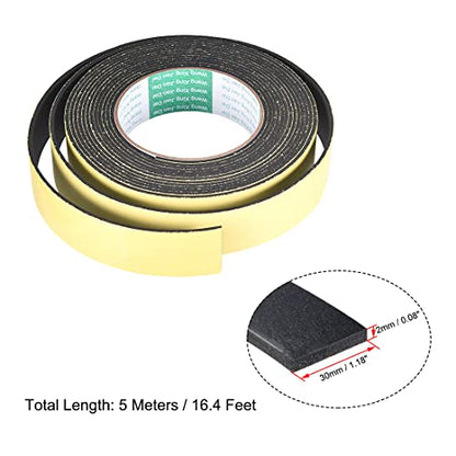 uxcell Sealing Foam Tape 30mm Wide 2mm Thick 5m/16.4ft Long, Self Adhesive Weather Strip for Window Door Insulation - size: 30mmx2mmx5m