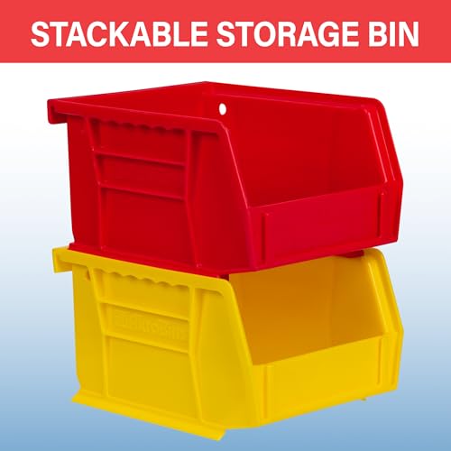 Akro-Mils 30210 AkroBins Plastic Storage Bins, Space-Saving Stackable Bins for Garage, Pantry, Craft Organization, 5" x 4" x 3", Yellow, 24-Pack - color: Yellow