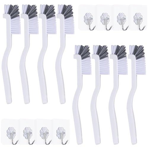 Dish Scrub Brush 8PCS Small Scrub Brush Nylon Gap Cleaning Brush for Household Use on Bathroom, Kitchen, Tile Floors, Sink, Grooves, Window Tracks (8 Brushes + 8 Hooks)