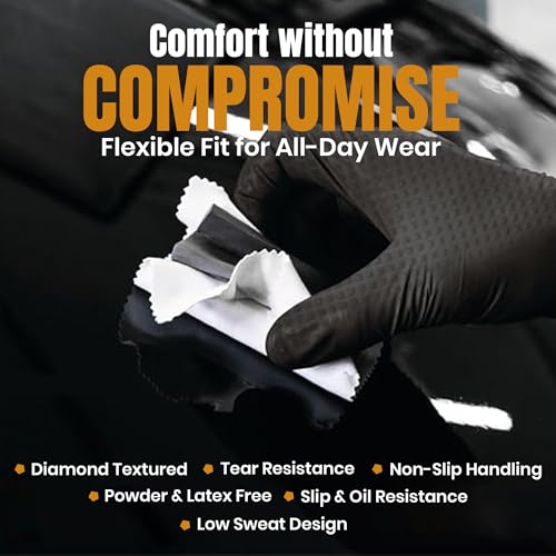 Industrial Black, 8 Mil Thick - Diamond Texture Disposable Heavy-Duty, Tear-Resistant