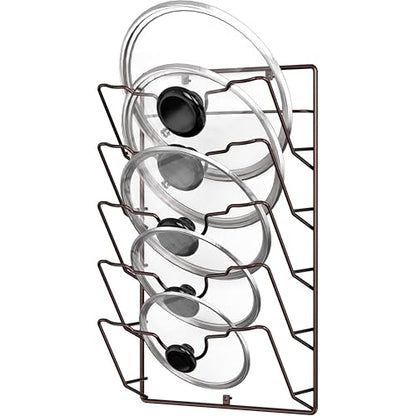 Simple Houseware Wall Door Mounted Pot Lid Rack, 9.5" Wx4.5 Dx17.2 H, Bronze Finish - color: Bronze