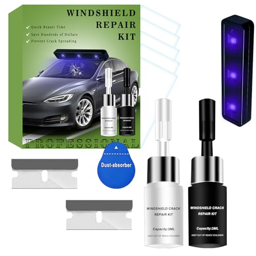Windshield Chip Repair Kit, Windshield Repair Kit For Chips And Cracks - 2026 Upgrade Windshield Crack Repair Kit, Rock Chip Repair Kit Windshield, Glass Repair Liquid For Cracks And Chips With Curing - color: Black 47