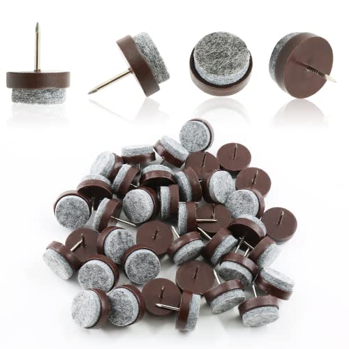 40 PCS Nail On Felt Pads for Chair Legs, 24mm Furniture Glides Chair Feet Protectors, Nail Furniture Sliders Table Felt Feet Plastic Chair Glides for Wood Floors (Brown) - size: 24mm - Brown