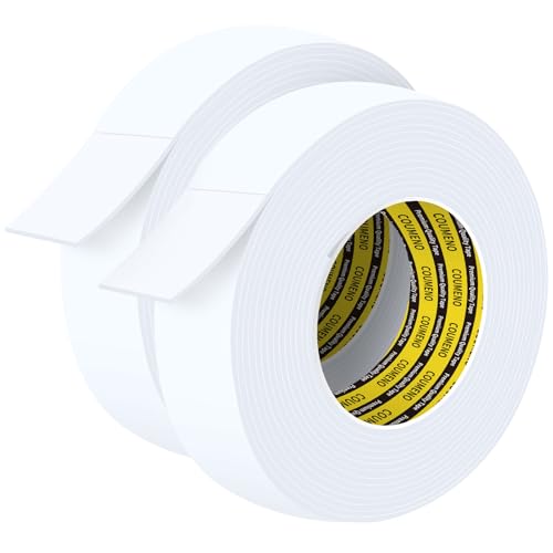 Single-Sided Adhesive EVA Foam Tape 2 Pack 1.18in x 16.4FT,White Foam Weather Stripping,Door Seal & Window Insulation Tape,Waterproof Sound Proof Seal Strip for Doors,Garage Door & Gap Sealing - color: White, size: 2 Pack 1.18in X 16.4ft