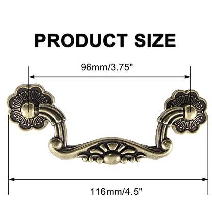 Uenhoy 6 Pcs 3.75 Inch Vintage Drop Bail Drawer Pulls Bail Handle Drop Pulls Antique Bronze Cabinet Pull Handles (3.75" Hole Spacing, 4.5" Total Length) (Pack of 2) - size: 3.75 Inch Hole Spacing (Pack of 2)