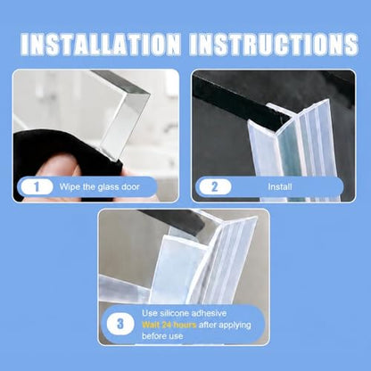 Shower Door Seal Strip (Leak-Proof, 10FT Long, 3/8'' Inch Wide, Silicone), Frameless Glass Door Weather Stripping - size: 10mm