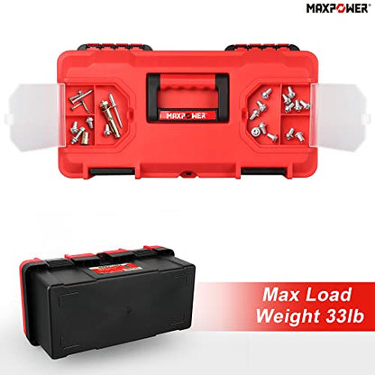 MAXPOWER Tool Box 16 inch, Plastic Small Tool Box with Latch and Removable Tray, Lockable Toolbox for Home - style: 16" red