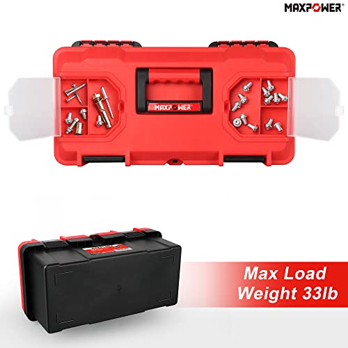 MAXPOWER Tool Box 16 inch, Plastic Small Tool Box with Latch and Removable Tray, Lockable Toolbox for Home - style: 16" red