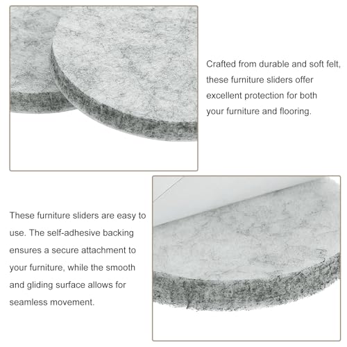 uxcell Furniture Pads, 8Pcs 2" - Round Self Adhesive Felt Furniture Pads, Floor Protectors for Furniture Feet Chairs Legs Hardwood Floors (Gray) - size: 2"