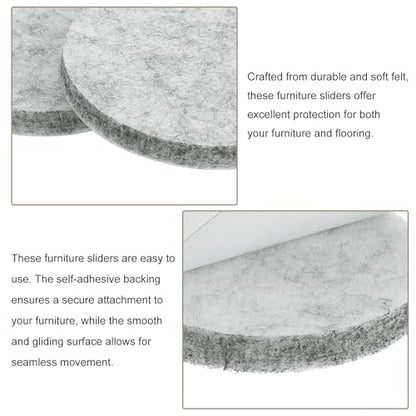 uxcell Furniture Pads, 8Pcs 2" - Round Self Adhesive Felt Furniture Pads, Floor Protectors for Furniture Feet Chairs Legs Hardwood Floors (Gray) - size: 2"