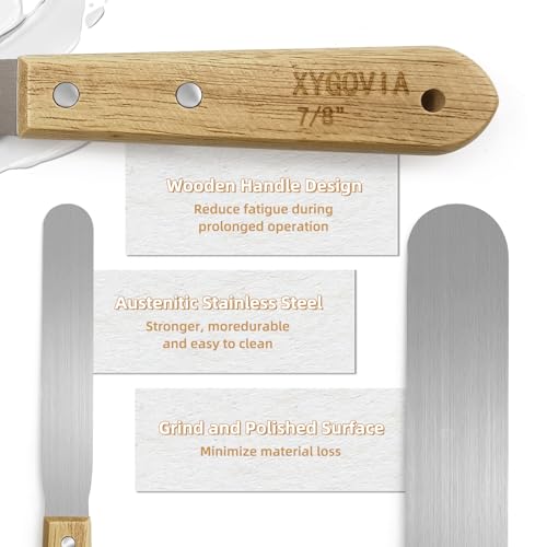 7-piece Caulking Spatula with Wooden Handle, Professional Stainless Steel Caulk Tool Set Finishing Tools, Streamline Spatulas for Caulk Application - color: 7PCS