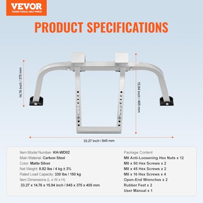 VEVOR Ladder Stabilizer, Heavy Duty Steel Ladder Roof Hook, Ladder Stabilizer with Wing Span/Wall Extension Accessory, Stable Ladder Standoff Arms for Roof Gutter with Anti-Slip Rubber Feet - size: KH-WD02
