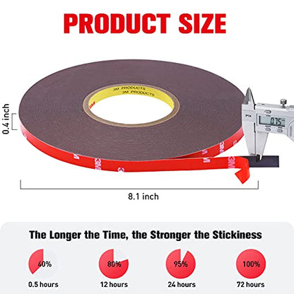 HitLights Double Sided Tape Heavy Duty 100FT, Waterproof Strong Mounting Adhesive Tape for Walls, Car, Home Decor, Office Decor (100FT x 0.39IN) - size: 100FT (1 Pack)