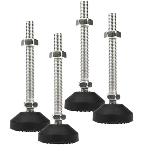 M12x100mm Leveling Feet 4Pcs, 4.8 Inch Height & 880 lb Capacity, Heavy Duty Adjustable Swivel Furniture Glides, Threaded Rubber Feet Levelers for Table, Shelves, Workbench, Cabinet, Machine - color: Black, size: D50xM12xH100mm