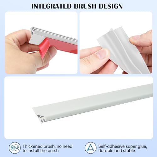 Door Draft Stopper for Bottom of Door, Self-Adhesive Door Sweep, Durable 3-Layer Sillcon Sweep Provides Better Protective and Silent Effect, Stripping Seal for Dust, Noise, White, 39”