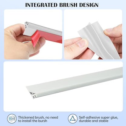 Door Draft Stopper for Bottom of Door, Self-Adhesive Door Sweep, Durable 3-Layer Sillcon Sweep Provides Better Protective and Silent Effect, Stripping Seal for Dust, Noise, White, 39”