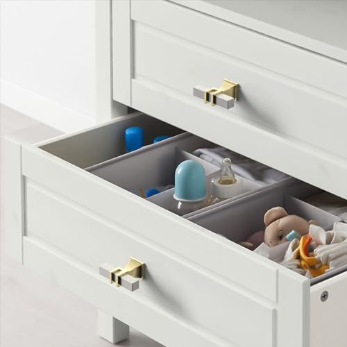 Amerdeco 10 Pack Brushed Satin Nickel and Gold Cabinet Knobs 1.46 Inch(37mm) Single Hole Cabinet Handles Rectangle Dresser Knobs Drawer Knobs and Pulls for Bathroom Cabinets ZH0067 - color: Brushed Satin Nickel+Gold, size: 1.46"/37MM Single Hole