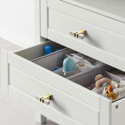 Amerdeco 10 Pack Brushed Satin Nickel and Gold Cabinet Knobs 1.46 Inch(37mm) Single Hole Cabinet Handles Rectangle Dresser Knobs Drawer Knobs and Pulls for Bathroom Cabinets ZH0067 - color: Brushed Satin Nickel+Gold, size: 1.46"/37MM Single Hole