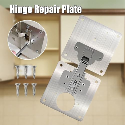 Cabinet Hinges Repair Plate,Stainless Steel Hinge Repair Brackets Kit,Kitchen Cupboard Door Hinge Repair Plate Kit Includes Fixing Screws,Protect Wooden Kitchen Cabinet Door,Furniture(4 PCS)… - size: 4 PCS