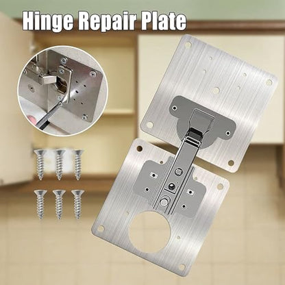 Cabinet Hinges Repair Plate,Stainless Steel Hinge Repair Brackets Kit,Kitchen Cupboard Door Hinge Repair Plate Kit Includes Fixing Screws,Protect Wooden Kitchen Cabinet Door,Furniture(4 PCS)… - size: 4 PCS