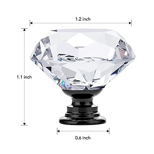 Ravinte 5 Pack Crystal Drawer Knobs - Glass Cabinet Knobs, Diamond Shaped, 30 mm with Black Base - color: Black