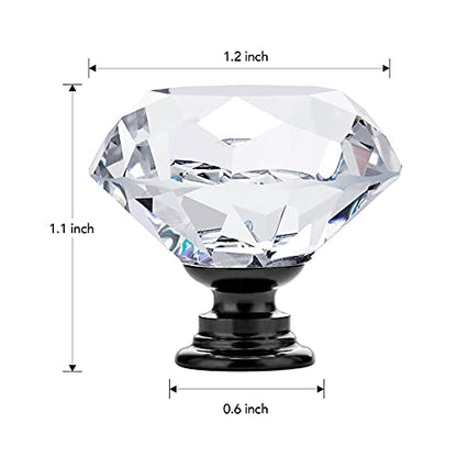 Ravinte 5 Pack Crystal Drawer Knobs - Glass Cabinet Knobs, Diamond Shaped, 30 mm with Black Base - color: Black