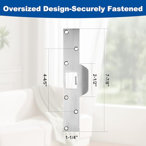 U 9551 Stainless Steel Lock and Door Reinforcement Plate fits 1-3/4"Thick Doors and Includes the U 9476 Security Latch Strike (1-1/4 "x 7-7/8"). - color: Stainless Steel Finish