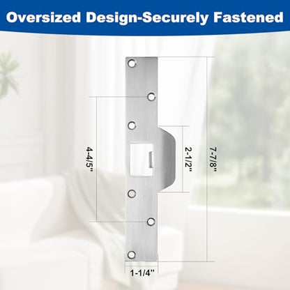 U 9551 Stainless Steel Lock and Door Reinforcement Plate fits 1-3/4"Thick Doors and Includes the U 9476 Security Latch Strike (1-1/4 "x 7-7/8"). - color: Stainless Steel Finish